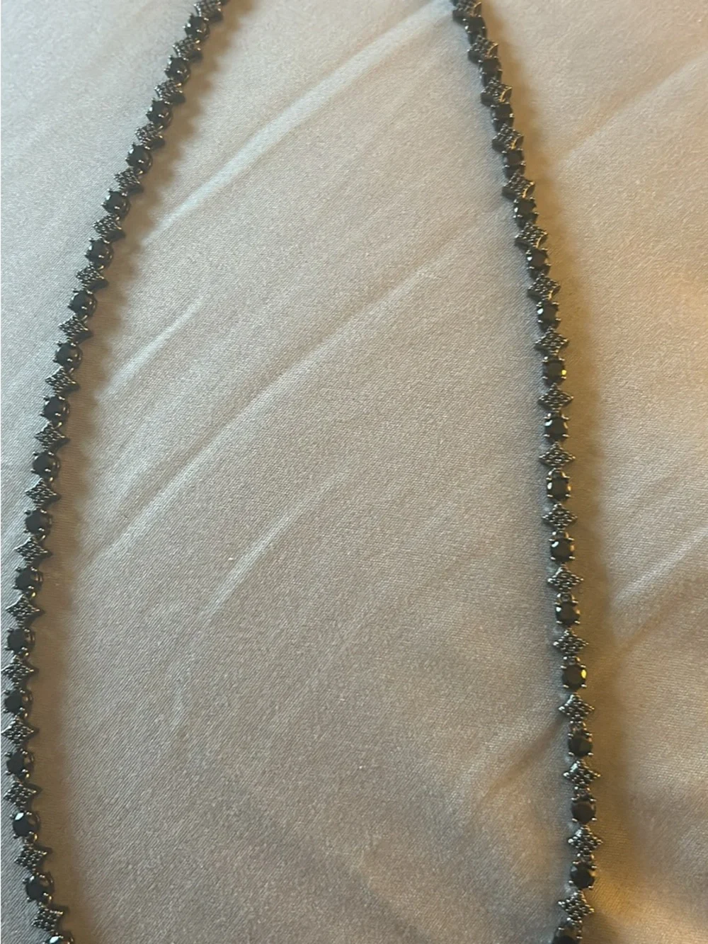 Black-Tone Tennis Necklace with Black Stones - unisex